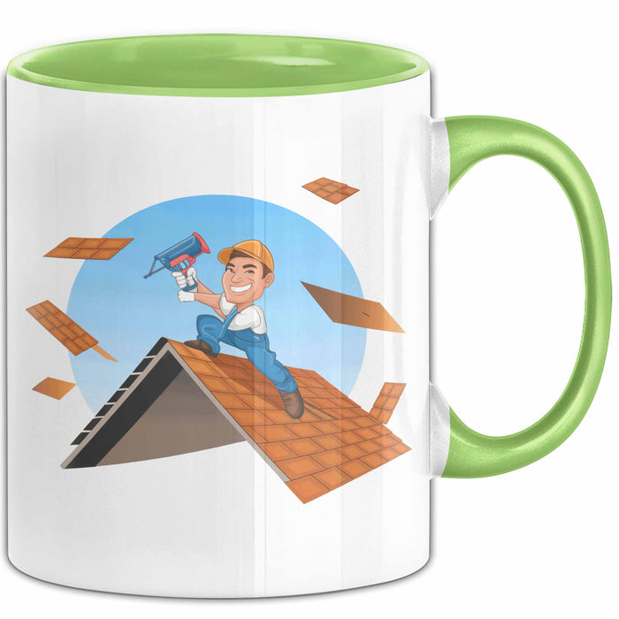 Dachdecker Tasse Geschenk Lustige Geschenkidee Spruch Für Dach Experten Grün Trendation