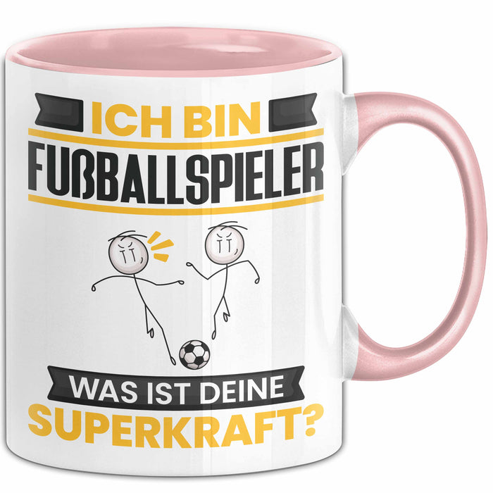 Fußballspieler Tasse Geschenk für Fußballspieler Geburtstag Lustiger Spruch Kaffee-Becher Was Ist Deine Superkraft Rosa Trendation