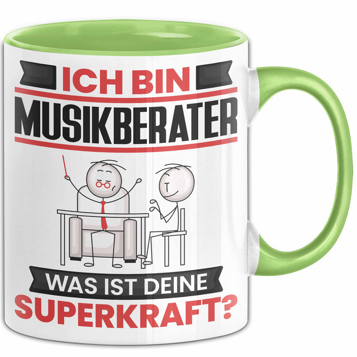 Musikberater Tasse Geschenk für Musikberater Geburtstag Lustiger Spruch Kaffee-Becher Was Ist Deine Superkraft Grün Trendation