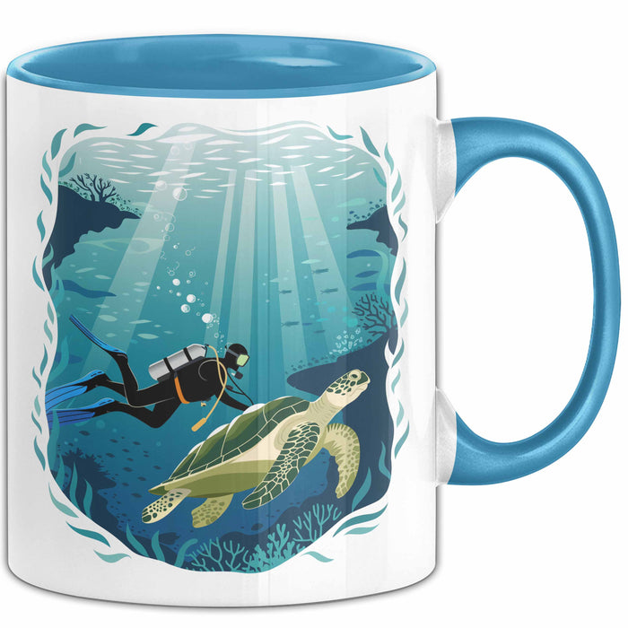 Taucher Tasse Geschenkidee für Tauch Enthusiasten Blau Trendation