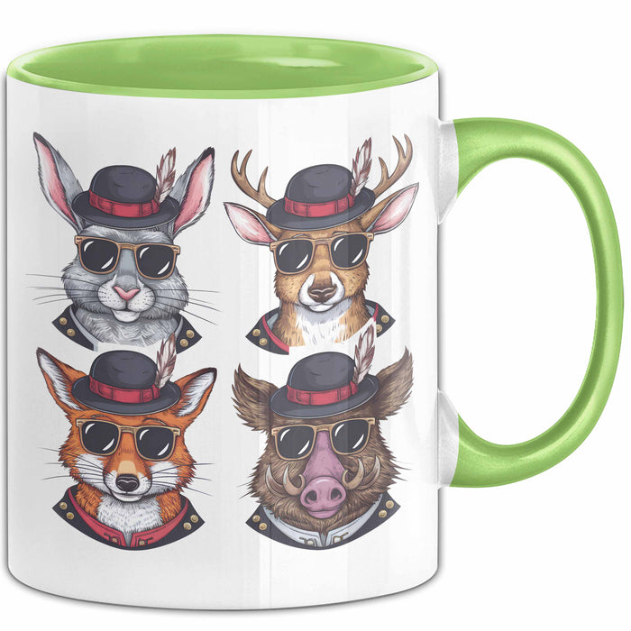 Jäger Tasse Geschenk Hase Wildschwein Fuchs Geschenkdiee Jagd Grün Trendation