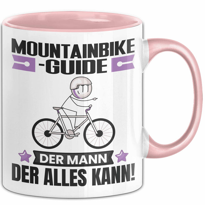 Mountainbike-Guide Tasse Geschenk für Mountainbike-Guide Der Mann Der Alles Kann Geschenkidee zum Geburtstag Rosa Trendation