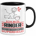Ringer Geschenk Tasse Ich Bin Ringer Aber Sag Doch Einfach Superheld Lustige Geschenkdiee für Ringer Kaffee-Becher Schwarz Trendation