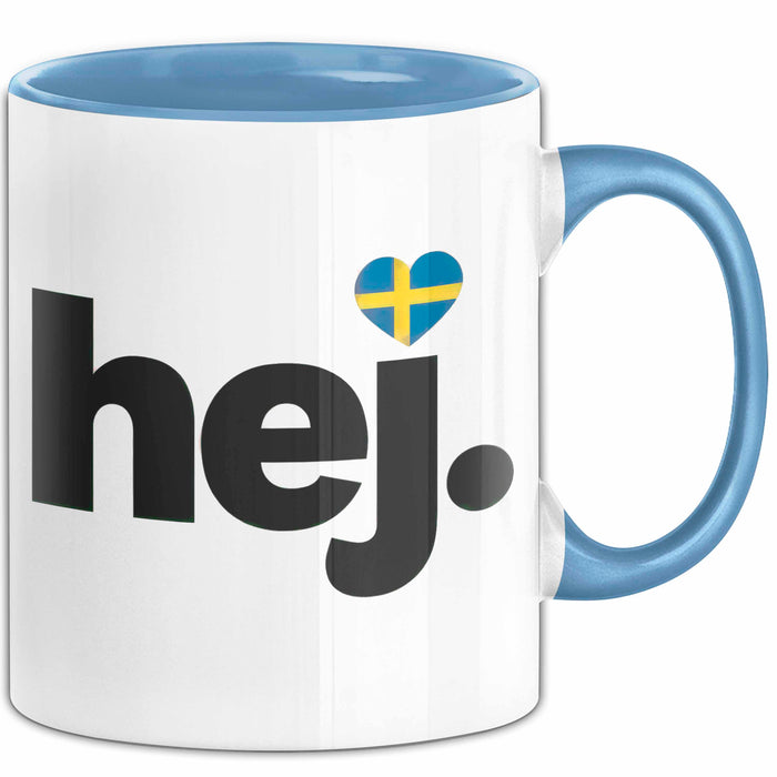 Schweden Skandinavien Schwedisch Tasse Geschenk Lustige Geschenkidee Spruch Hej Blau Trendation