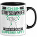 Stiefschwäger Tasse Geschenk für Stiefschwäger Geburtstag Lustiger Spruch Kaffee-Becher Was Ist Deine Superkraft Schwarz Trendation