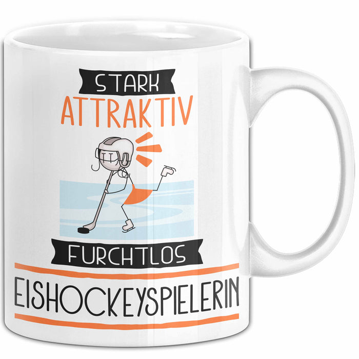 Eishockeyspielerin Tasse Geschenk Becher Stark Attraktiv Furchtlos Eishockeyspielerin Lustige Geschenkidee Weiß Trendation