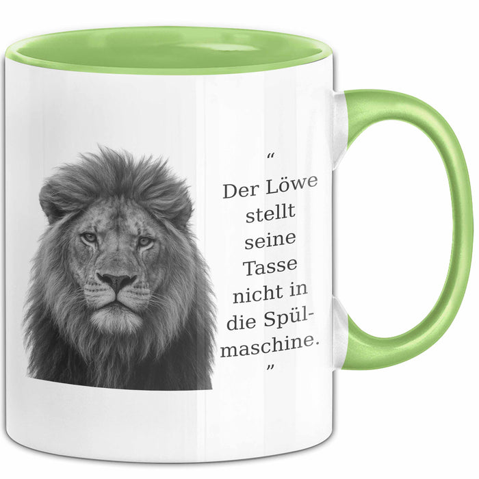 Der Löwe Stellt Seine Tasse Nicht In Die Spülmaschine Büro Becher Geschenk Grün Trendation