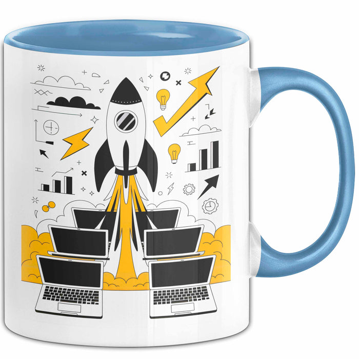 Startup Gründer Tasse Geschenk Lustige Geschenkidee Spruch Für Hustle Erbauer Blau Trendation