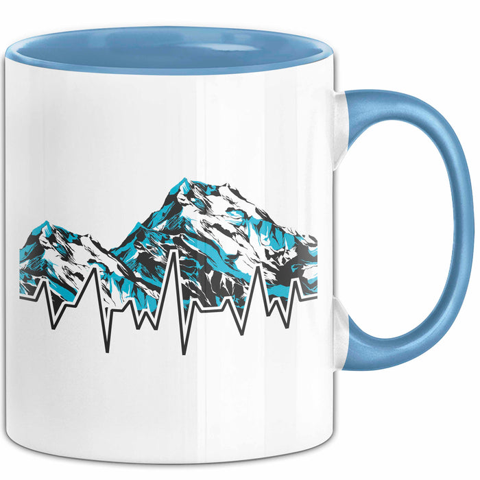 Ski Tasse Geschenk Grafik Skiberge Berge Becher Blau Trendation