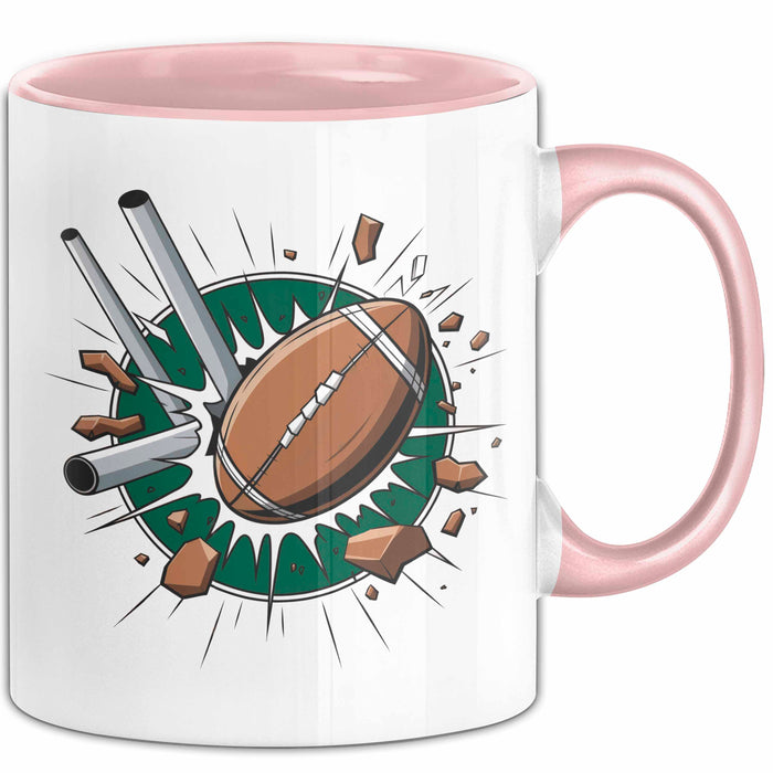 Rugby Fan Tasse Geschenkidee für Liebhaber harter Sportarten Rosa Trendation