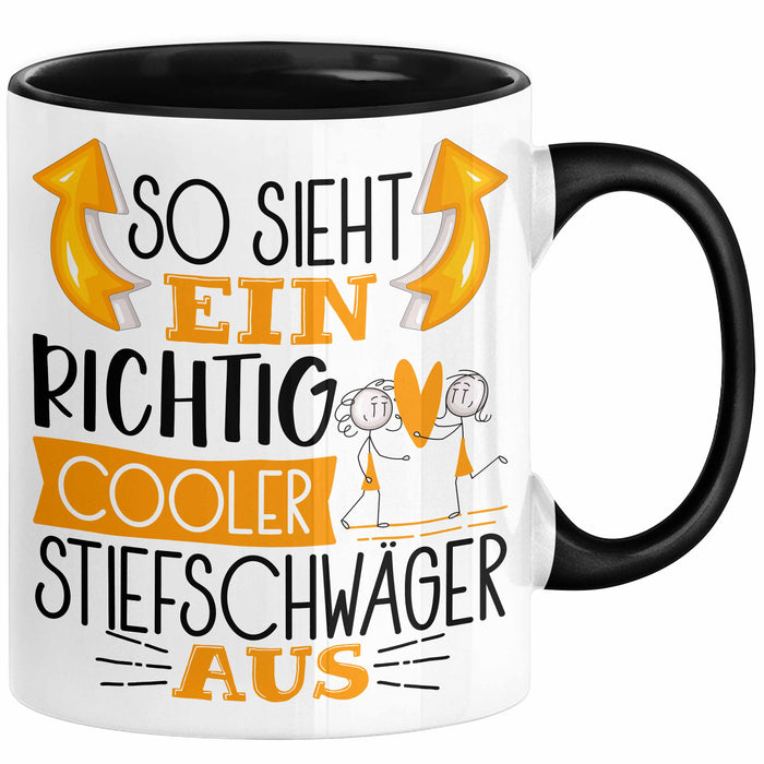 So Sieht Ein Richtig Cooler Stiefschwäger Aus Geschenk Tasse Lustiger Spruch Geschenkidee Schwarz Trendation