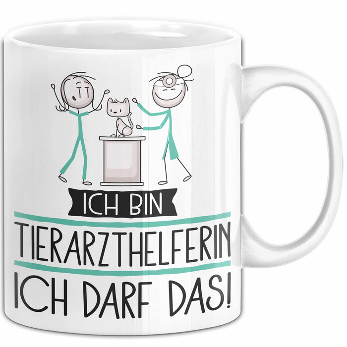 Geschenk für Tierarzthelferin Tasse Lustige Geschenkidee Geburtstag Ich Bin Tierarzthelferin Ich Darf Das Weiß Trendation