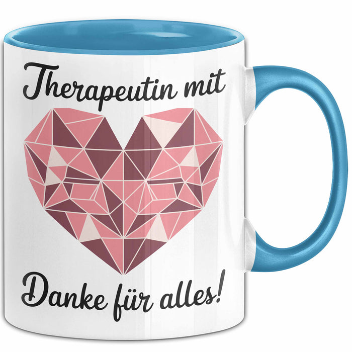 Physiotherapeut Physiotherapie Tasse Geschenk Lustige Geschenkidee Spruch Therapeutin Mit Herz Danke Für Alles Blau Trendation