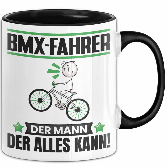 BMX-Fahrer Tasse Geschenk für BMX-Fahrer Der Mann Der Alles Kann Geschenkidee zum Geburtstag Schwarz Trendation