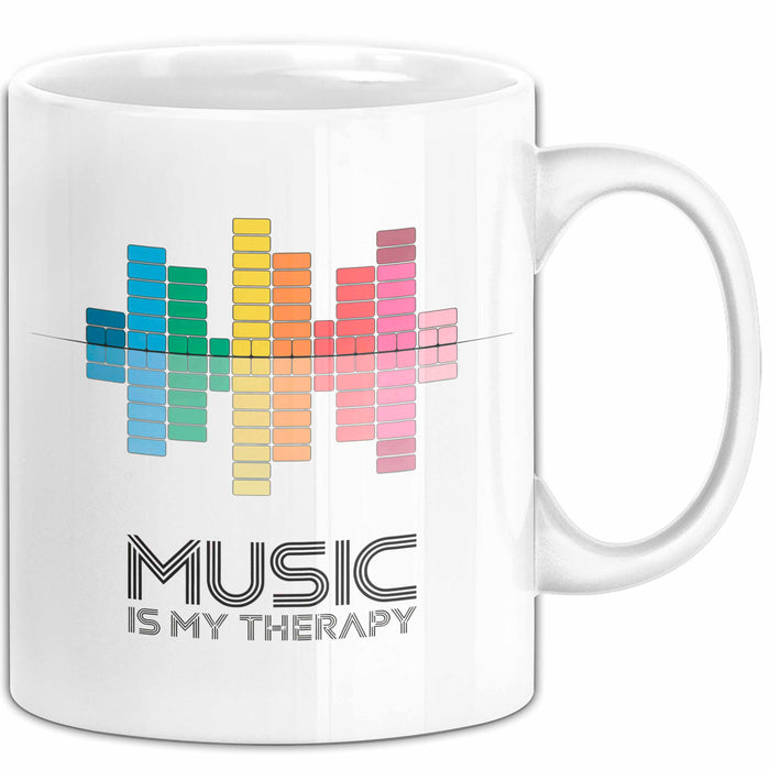 DJ Musik Equalizer EDM Party Tasse Geschenk Lustige Geschenkidee Spruch Musik Ist Meine Therapie Weiß Trendation