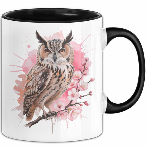 Eule Tierliebhaber Tasse Geschenk Lustige Geschenkidee Spruch Eule Kirschblüte Trendation