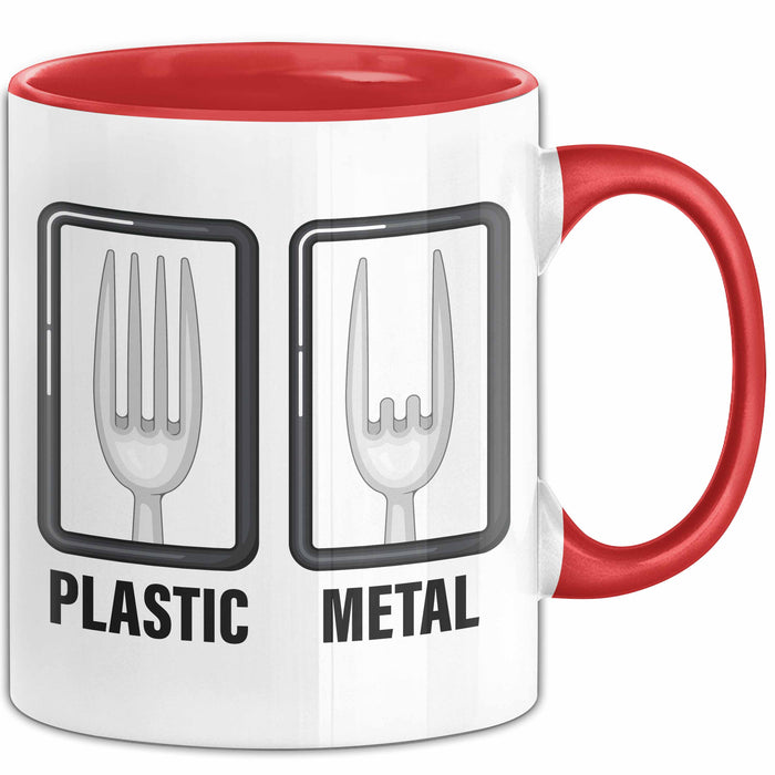 Plastik Tasse Geschenk Plastic Metal Musiker Spruch Geschenkidee Rot Trendation