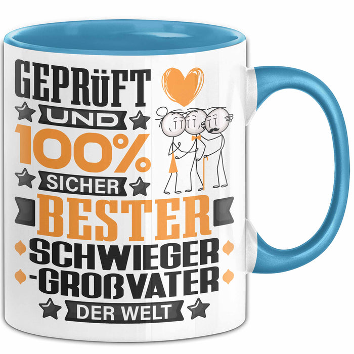 Schwiegergroßvater Geschenk Lustiger Spruch für Schwiegergroßvater Geschenkidee Bester Schwiegergroßvater Der Welt Blau Trendation
