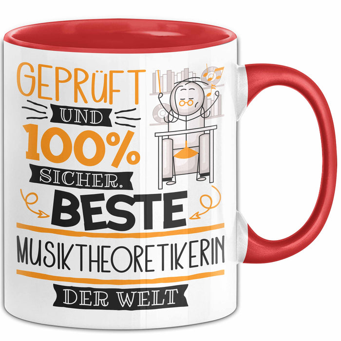 Beste Musiktheoretikerin Der Welt Tasse Geschenk für Eine Musiktheoretikerin Geprüft Und Sicher Geschenkidee Geburtstag Weihnachten Rot Trendation