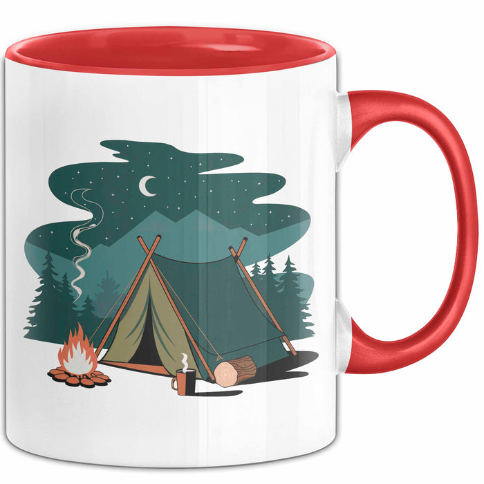 Camper Tasse Geschenkidee für Zeltleben Entdecker Rot Trendation