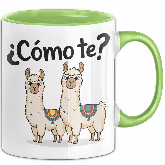 Spanischlehrer Unterricht Tasse Geschenk Lustige Geschenkidee Spruch ¿Cómo Te Llamas Grün Trendation