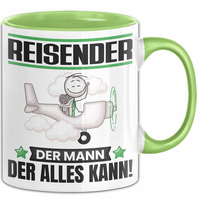 Reisender Tasse Geschenk für Reisender Der Mann Der Alles Kann Geschenkidee zum Geburtstag Grün Trendation