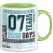 Tasse 07 Jahre Jubiläum Design mit Zeitangaben, Geschenkidee Grün Trendation