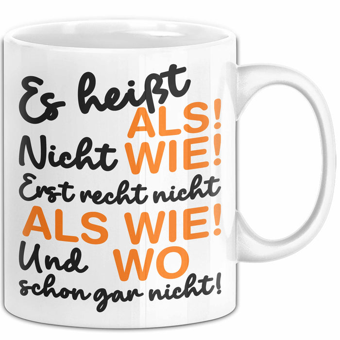 Deutschlehrer Unterricht Tasse Geschenk Lustige Geschenkidee Spruch Weiß Trendation