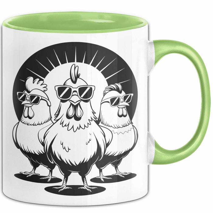 Huhn Tier Bauer Sonnenbrille Tasse Becher Geschenk Lustige Geschenkidee Spruch Grün Trendation
