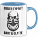 Glatzköpfige Männer Tasse Geschenk Lustige Geschenkidee Geiler Typ Mit Bart Und Glatze Blau Trendation