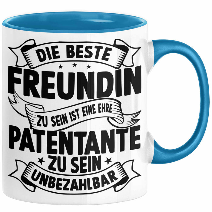 Patentante Geschenk Tasse Spruch Geschenkidee Beste Patentante Zu Sein Ist Unbezahlbar Kaffee-Becher Blau Trendation