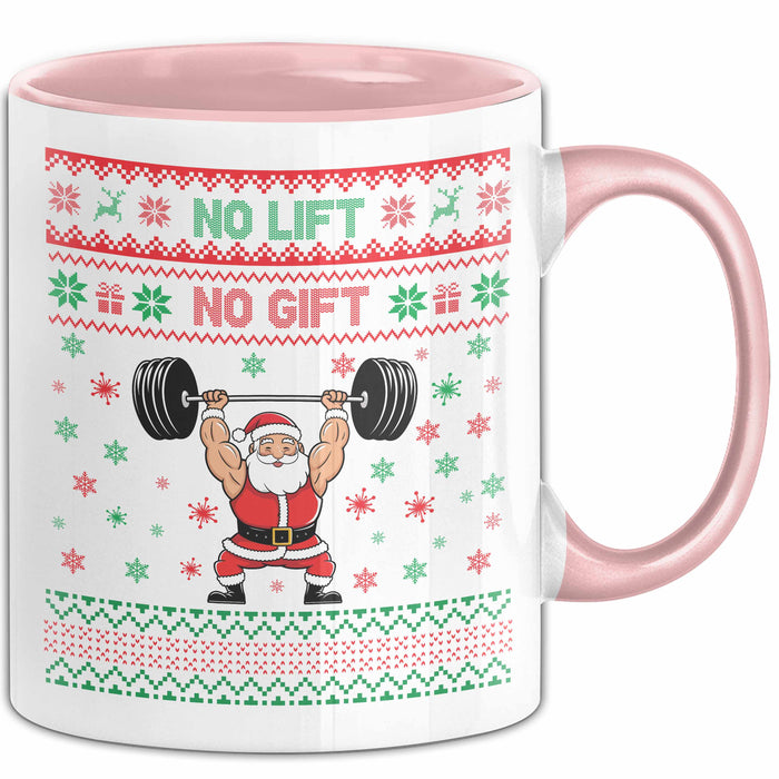 Lifter No Lift No Gift Tasse Geschenkidee Gym Bodybuilder Fitness Weihnachten Geschenkideen Becher Rosa Trendation