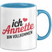 Annette Tasse Geschenk Ich Bin Vollkommen Annette Geschenkidee Geburtstag Blau Trendation