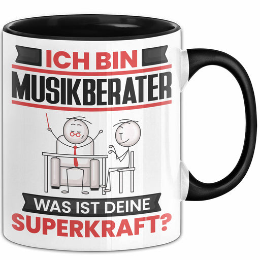 Musikberater Tasse Geschenk für Musikberater Geburtstag Lustiger Spruch Kaffee-Becher Was Ist Deine Superkraft Schwarz Trendation