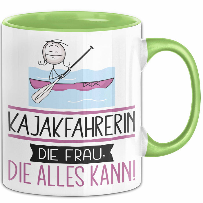 Kajakfahrerin Geschenk Tasse Becher Die Frau Die Allen Kann Geschenkidee für eine Kajakfahrerin Lustig Grün Trendation