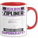 Zipliner Tasse Geschenk für Zipliner Geburtstag Lustiger Spruch Kaffee-Becher Was Ist Deine Superkraft Rot Trendation