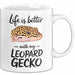Reptil Leopardgecko Echse Tasse Geschenk Lustige Geschenkidee Spruch Das Leben Ist Besser Mit Meinem Leopardgecko Weiß Trendation
