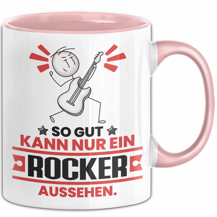Rocker Geschenk Tasse So Gut Kann Nur Ein Rocker Aussehen Geschenkidee Kaffee-Becher Rosa Trendation