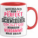 Schwiegertochter Tasse Geschenk Spruch Niemand Ist Perfekt Aber Als Schwiegertochter Ist Man Nah Dran Becher Rot Trendation