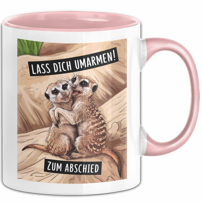 Büroarbeit Kollege Abschied Tasse Geschenk Lustige Geschenkidee Spruch Lass Dich Umarmen Zum Abschied Rosa Trendation