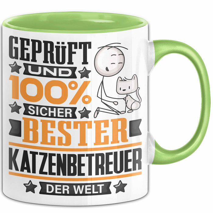 Katzenbetreuer Geschenk Lustiger Spruch für Katzenbetreuer Geschenkidee Bester Katzenbetreuer Der Welt Grün Trendation