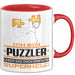 Puzzler Geschenk Tasse Ich Bin Puzzler Aber Sag Doch Einfach Superheld Lustige Geschenkdiee für Puzzler Kaffee-Becher Rot Trendation