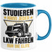 LKW Fahrer Geschenk Tasse Lastkraftwagen-Fahrer Geschenkidee Lustiger Spruch Kaffee-Becher Studieren Kann Jeder LKW Fahren Nur Die ELite Blau Trendation