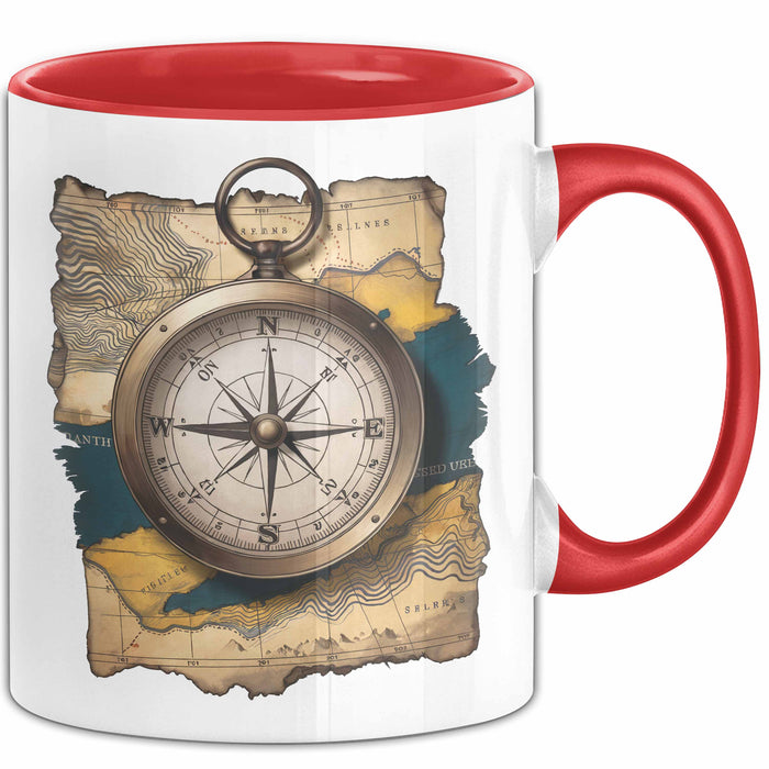Abenteurer Tasse Geschenkidee für Outdoor Entdecker Rot Trendation