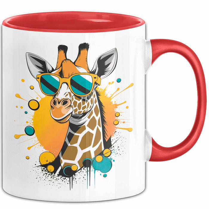 Giraffe Mit Sonnenbrille Tasse Geschenk Lustige Geschenkidee Spruch Rot Trendation