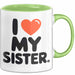 Big Sister Ältere Geschwister Schwestern Tasse Becher Geschenk Lustige Geschenkidee Spruch Ich Liebe Meine Schwester Grün Trendation