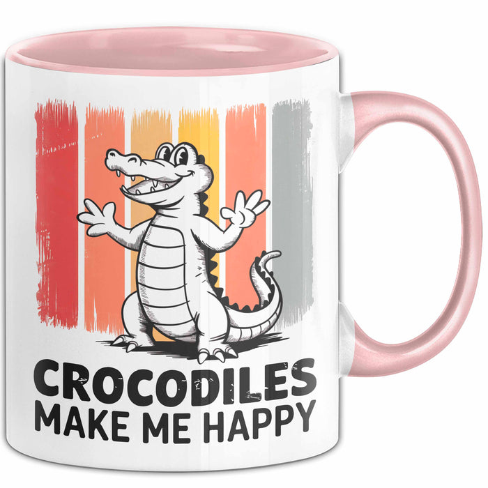 Krokodil Tier Tasse Geschenk Lustige Geschenkidee Spruch Krokodile Machen Mich Glücklich Rosa Trendation