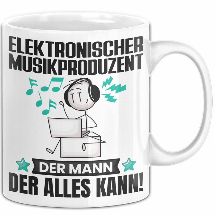 ElektronischerMusikproduzent Tasse Geschenk für ElektronischerMusikproduzent Der Mann Der Alles Kann Geschenkidee zum Geburtstag Weiß Trendation