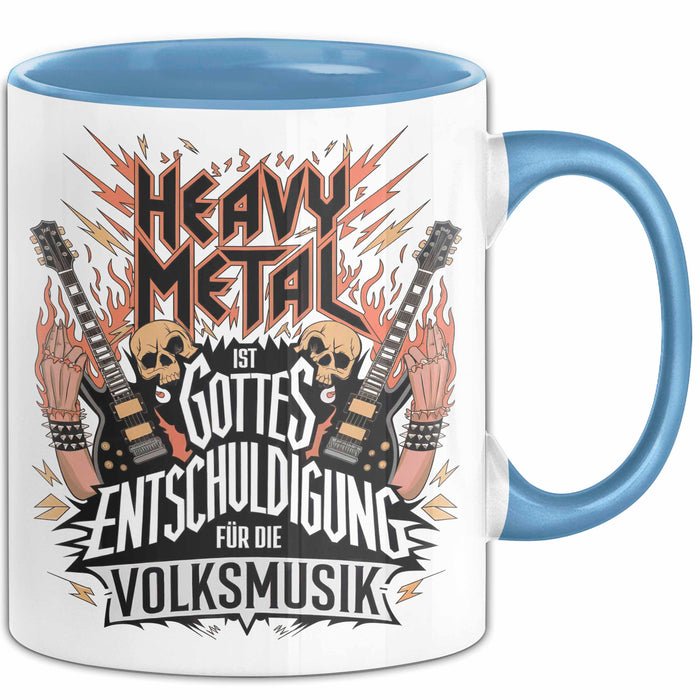 Heavy Metal Tasse Geschenkidee Gottes Entschuldigung Blau Trendation