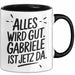 Gabriele Tasse Geschenk Alles Ist Gut Gabriele Ist Jetz Da Geschenkidee Becher mit Name Schwarz Trendation